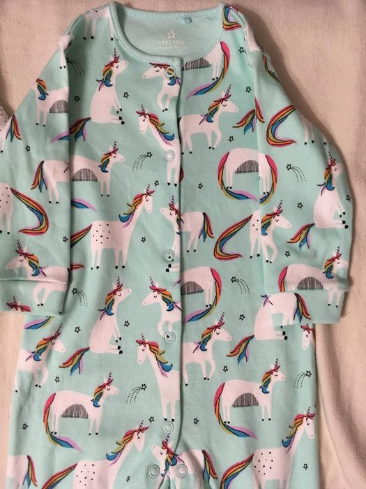 Набор человечек пижамка хлопковый новый 6-9 мес с единорогами