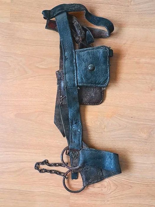 Cabeção couro genuíno século XX decoração equitação