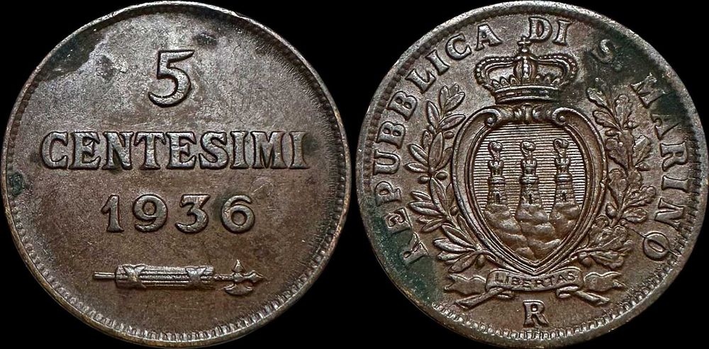 5 Centesimi - 1936 - San Marino