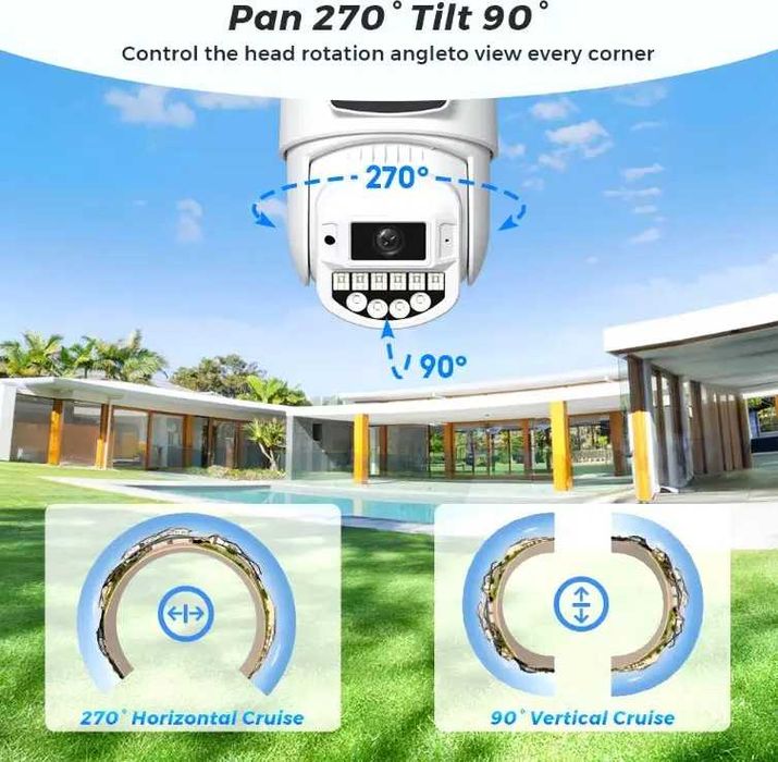 Вулична WiFi IP камера 10MP 5K BESDER A20 відеоспостереження ,2 лінзи