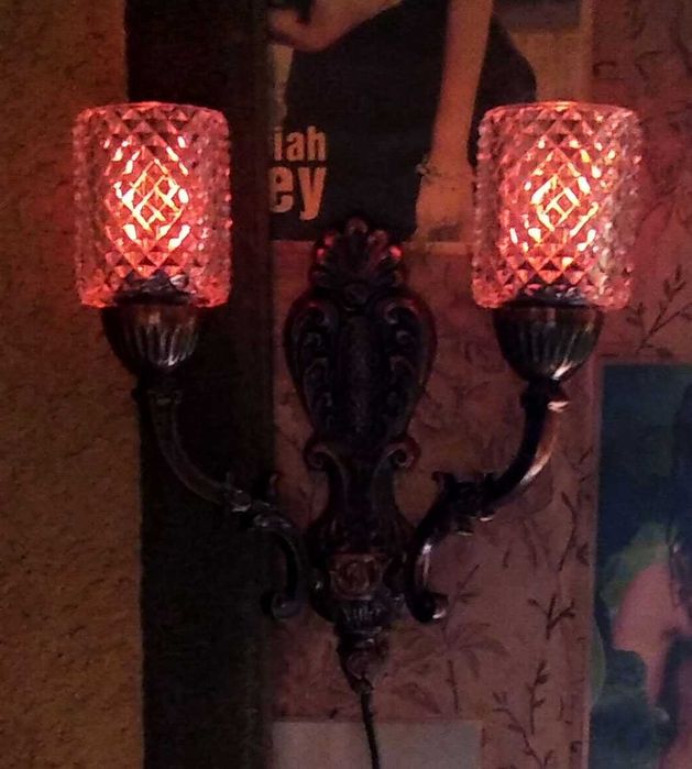 Светильник настенный, бра СССР (аллюминий, хрусталь). Возм. обмен