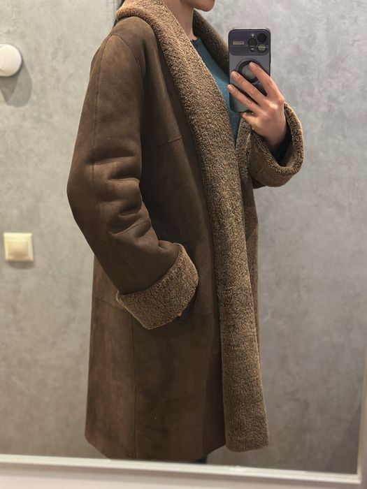 Шуба, дублянка натуральна коричнева