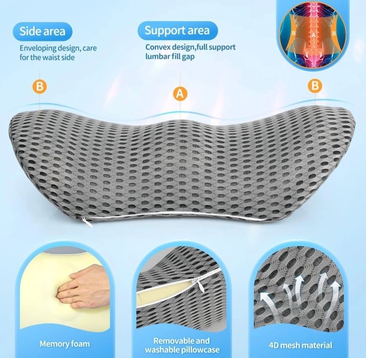 AgoKud Poduszka lędźwiowa, poduszka podpierająca lędźwi, na krzesło bi