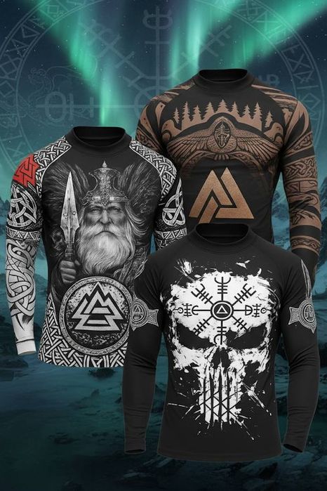 Мілітарі рашгард Punisher валхала одін ворон руни лонг