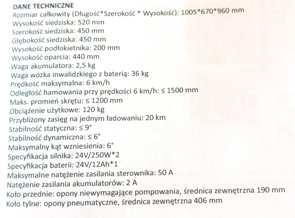 Nowy Polski Wózek Inwalidzki - Elektryczny, składany - GWARANCJA