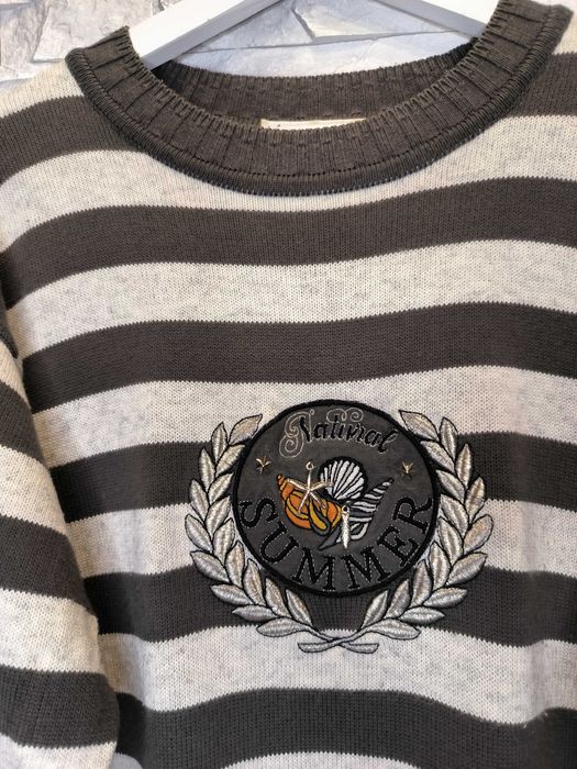 Sweter Atenzione Carlo Colucci Vintage Logo Paski Brązowy