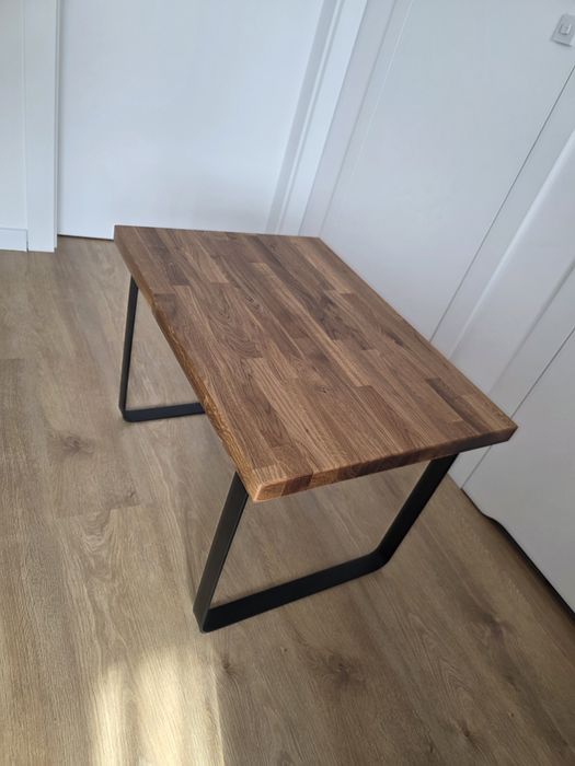 Stolik kawowy loft, naturalny blat dębowy