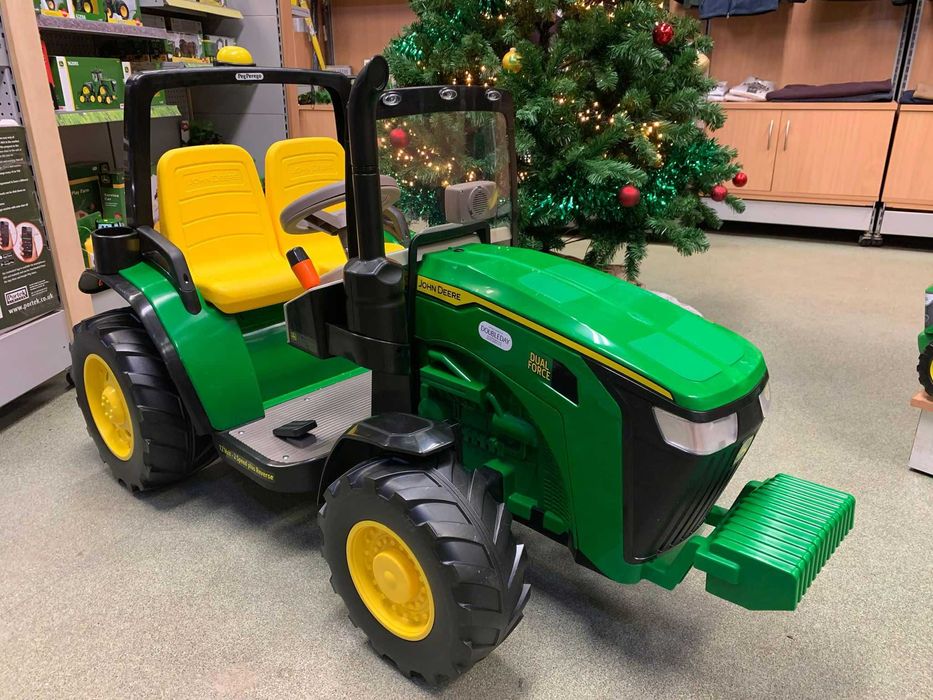 Ogromny i mocny traktor JOHN DEERE dwuosobowy DUAL FORCE 12V 480W