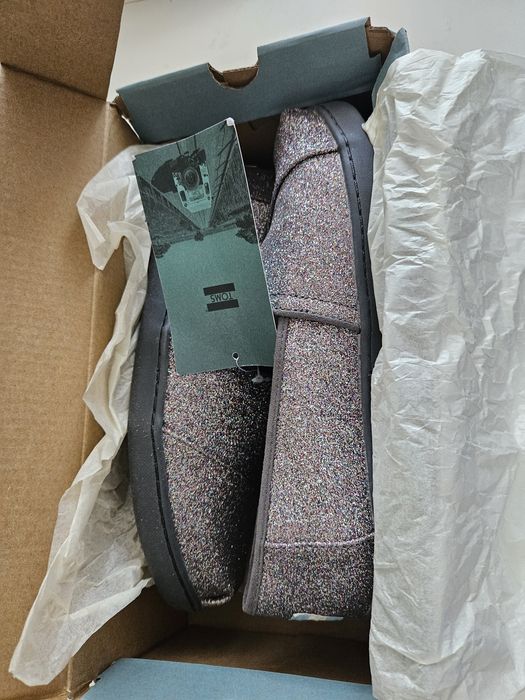 Espadryle, trampki Toms grey irdescent glitter, rozm 36