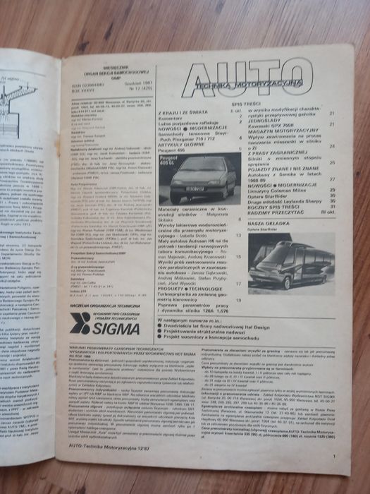 AUTO Technika motoryzacyjna. Grudzień 1987. Autosan, Peugeot405,Steyr