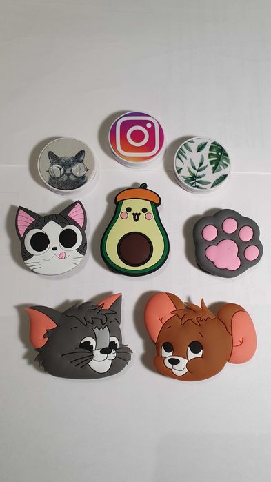 Держатель для телефона (поп-сокет) котик, лапка, авокадо,том и джерри