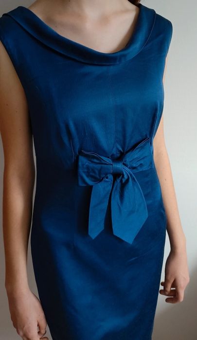 Wyjściowa, niebieska, letnia sukienka S Hera