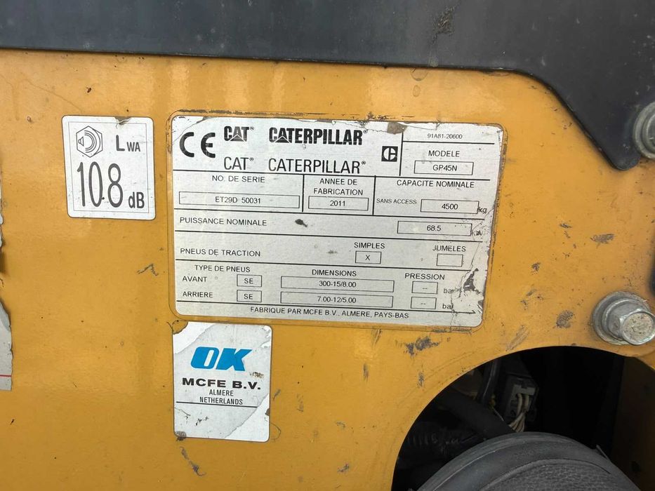 Wózek widłowy Caterpillar CAT GP45N – 4,5 t – 2011 r
