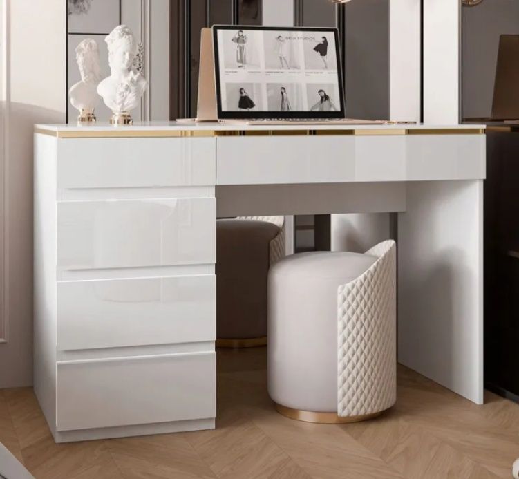 Biurko z szufladami Białe - połysk