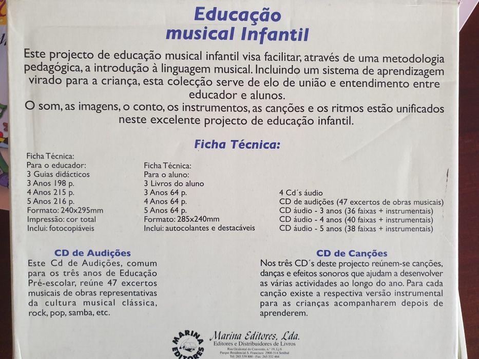 Projecto Educação Musical dos 3 aos 5 anos - Marina Editores