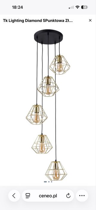 Lampa wisząca DIAMOND 5 koło GOLD