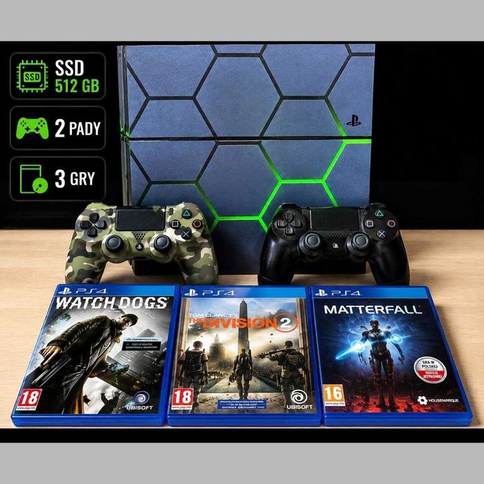Sony PlayStation 4 512GB SSD + 2 pady + 3 gry