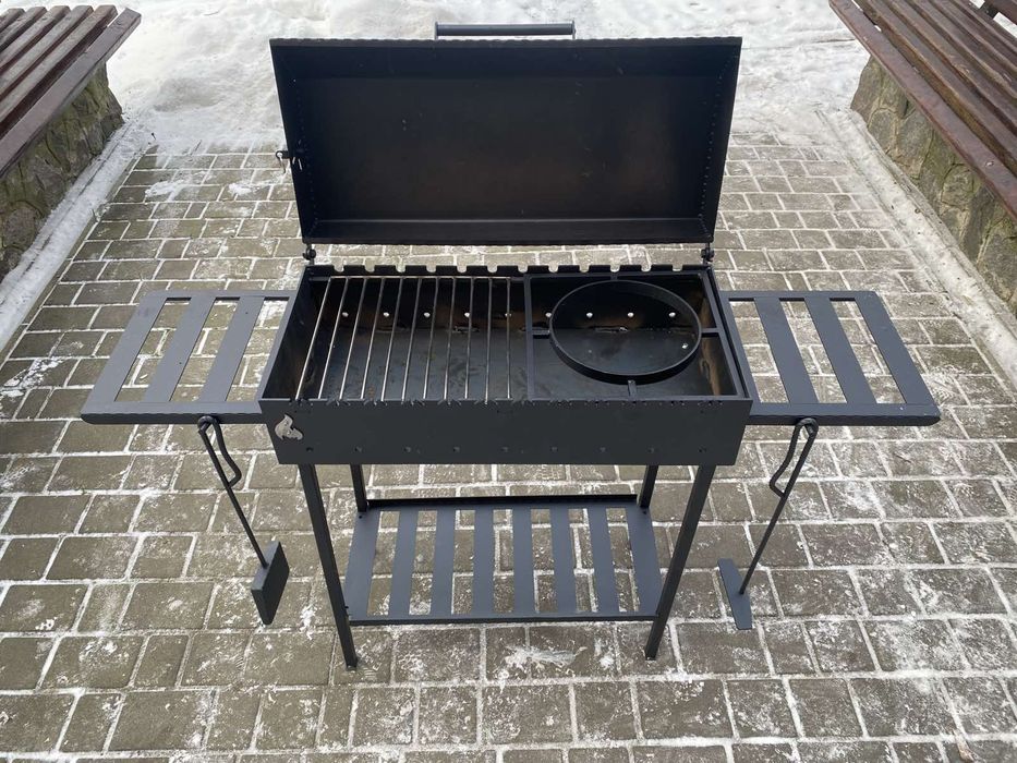 Мангал на 12 шампурів 4мм міцний метал Гриль Барбекю Казан Знижка-35%-