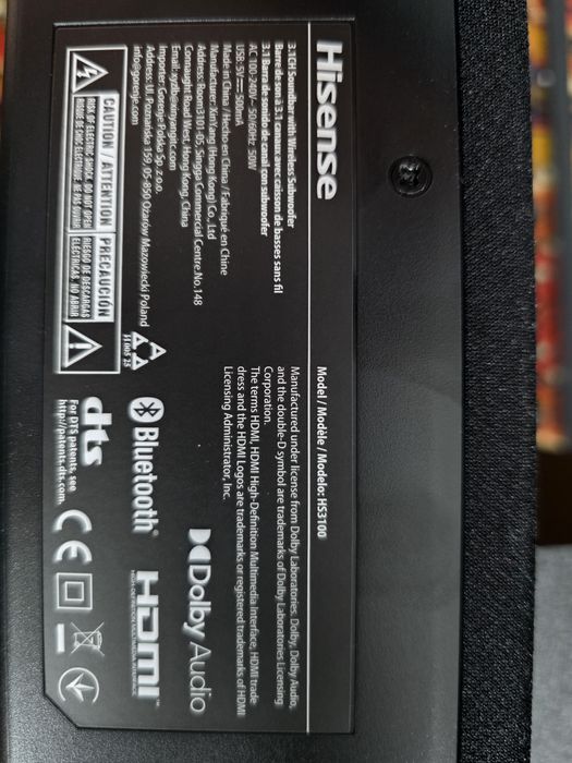 Продам телевизор Hisense и саундбар Hisens HS3100
