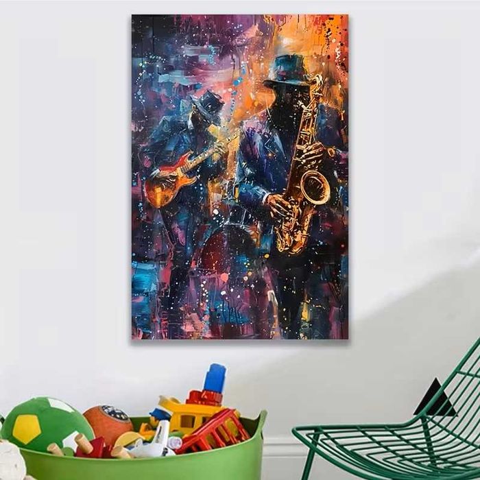 Wzór Na Ścianę Z Jedwabiu Jazzowych Muzyków
