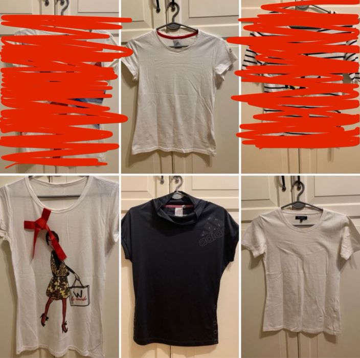 Zestaw t-shirtów, 6 koszulek, bluzek, rozmiar S