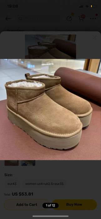 Ugg mini platform brazowe chestnut 38 rozmiar nowe botki śniegowce
