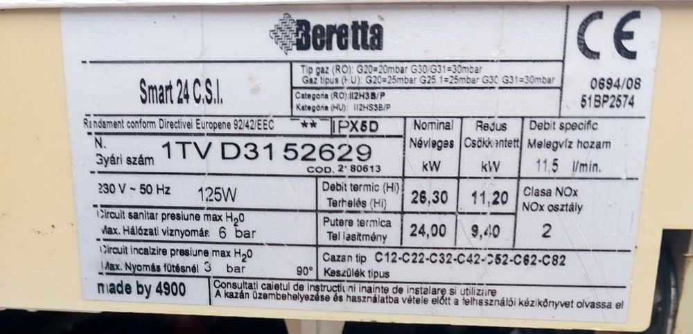 Продам двухконтурный турбированный котёл Beretta Smart 24C.S.I.