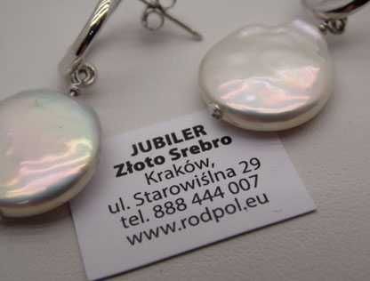 Srebrne kolczyki z perłami KESHI ruchome ozdoby sztyfty