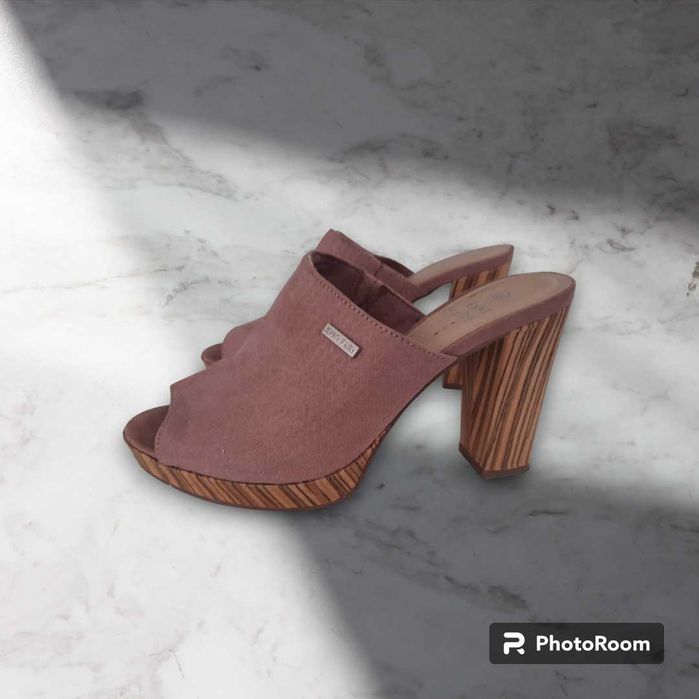 Drewniaki klapki na obcasie JENNY FAIRY r.38