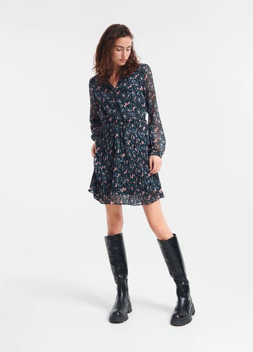 Чорна кежуал сукня плісована Reserved з квітковим принтом