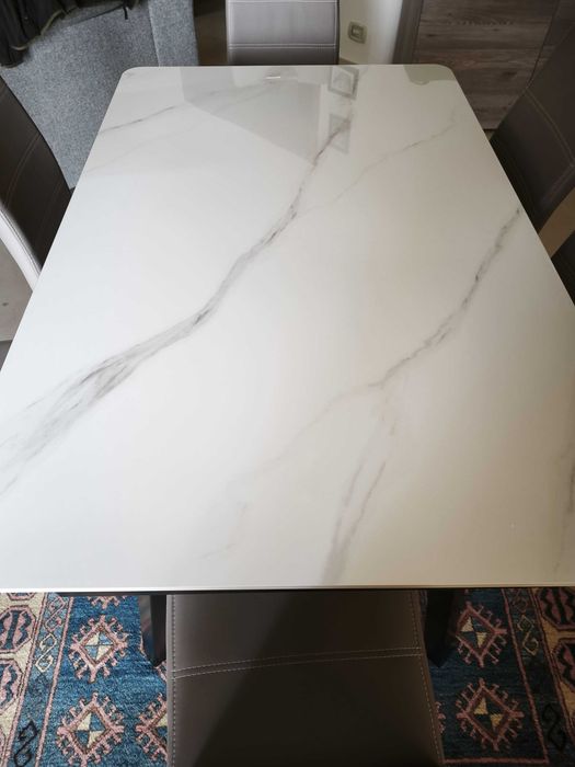 Mesa de jantar extensível retangular com 6 cadeiras
