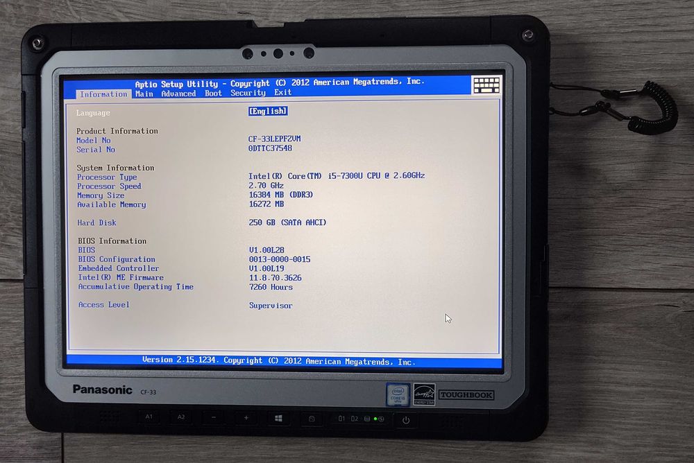 Panasonic CF-33 MK1 12" 2K IPS Touch i5-7300u/16 GB/SSD 256Gb/COM/5h