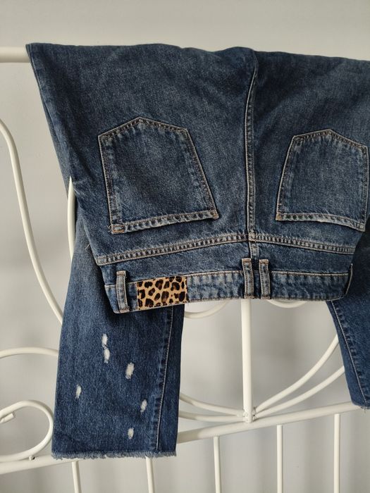 Zara dżinsy prosta nogawka dziury jeans straigh denim S