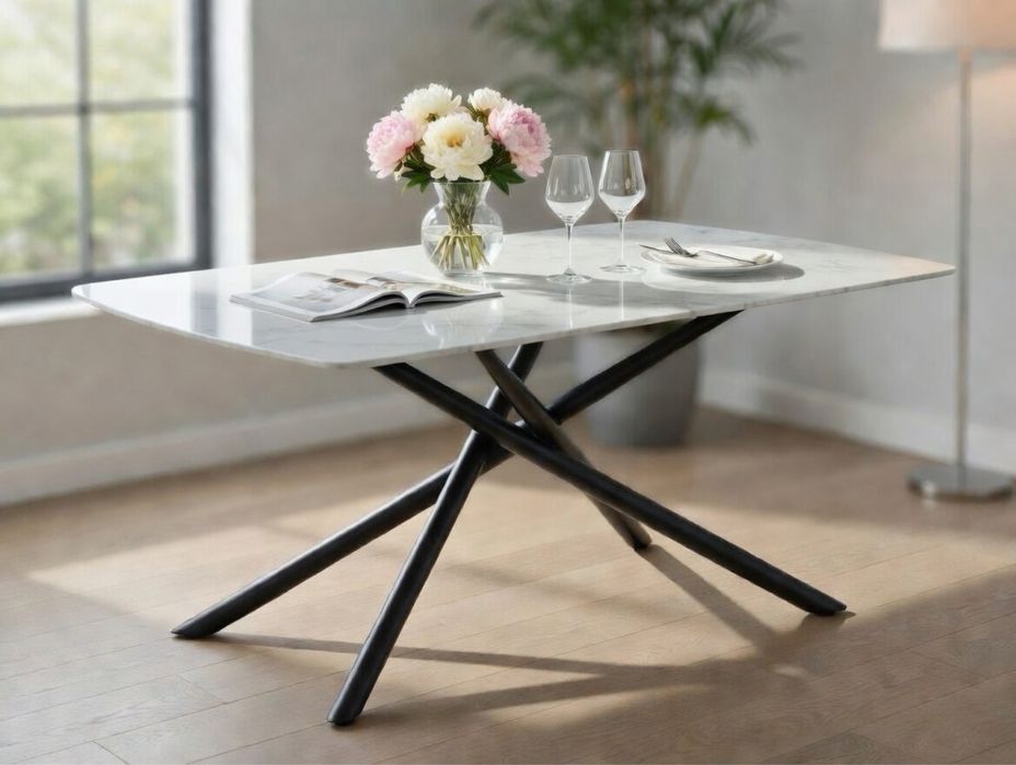 Nowy! Stół jadalniany 160x90 cm ceramika biały połysk BRW Mailand