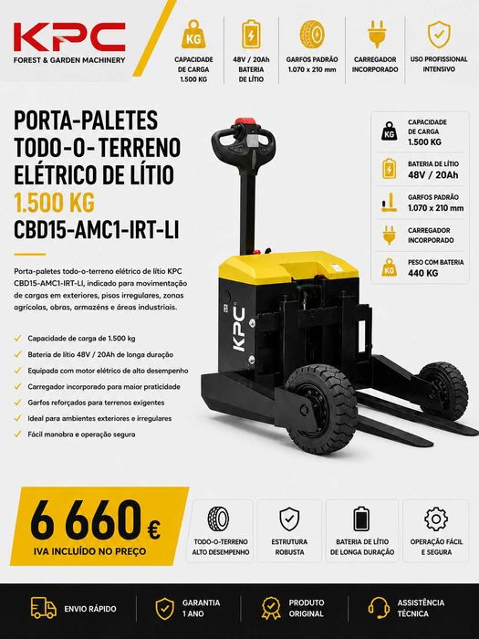 PORTA-PALETES TODO-O-TERRENO ELÉTRICO KPC 1500 KG LL29