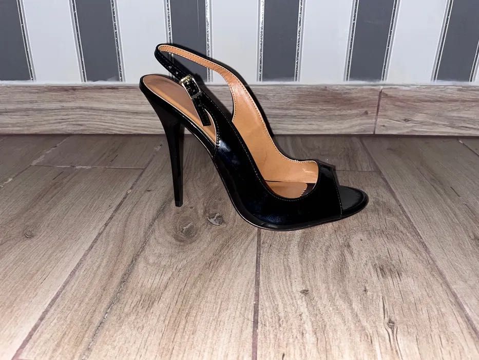 130/ OD RĘKI 47 sexy piękne czarne szpilki sandały obcas 13cm 35-48EU