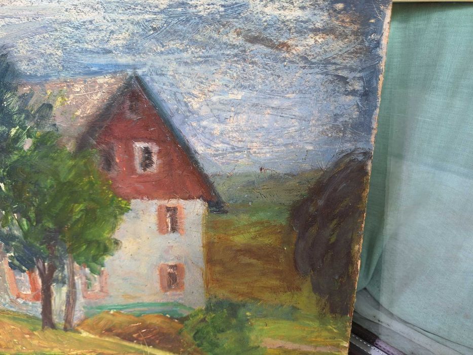 Pejzaż z domami-Olga Peczenko-olej