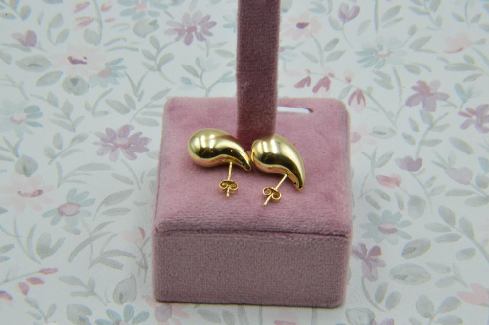 Nowe złote kolczyki łezki krople kropla 585 17x10mm Bottega Veneta