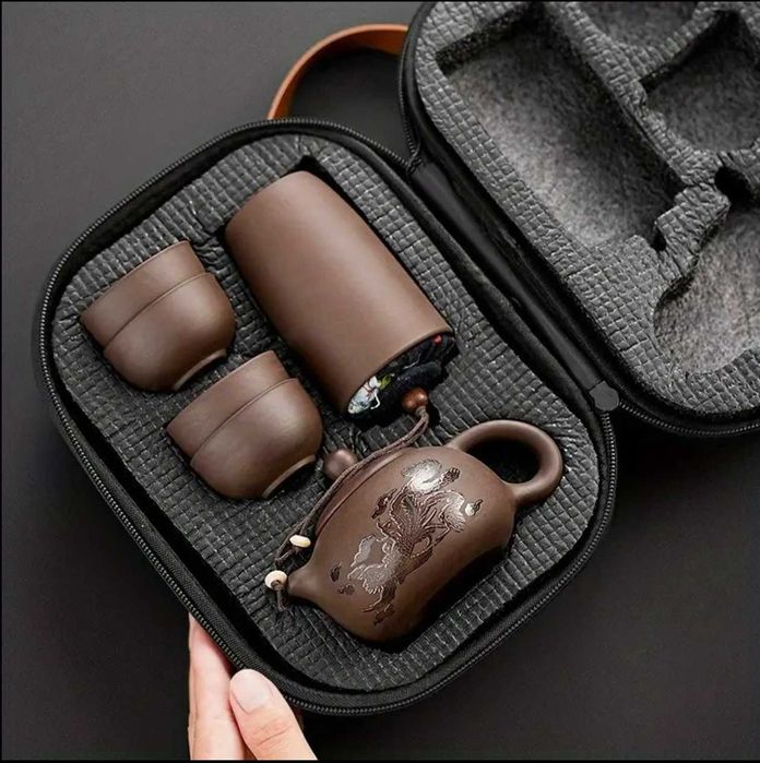Чайний набір у східному стилі з китайською символікою та кейсом