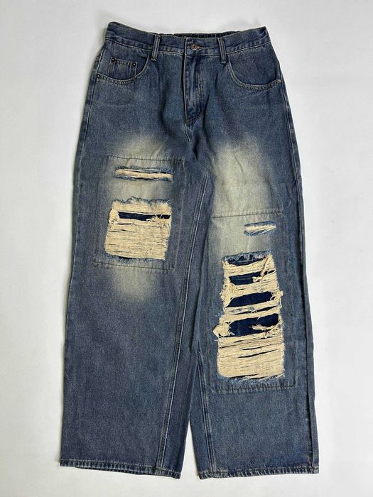 Джинси сині baggy faded jeans archive opium distressed джинсы синие