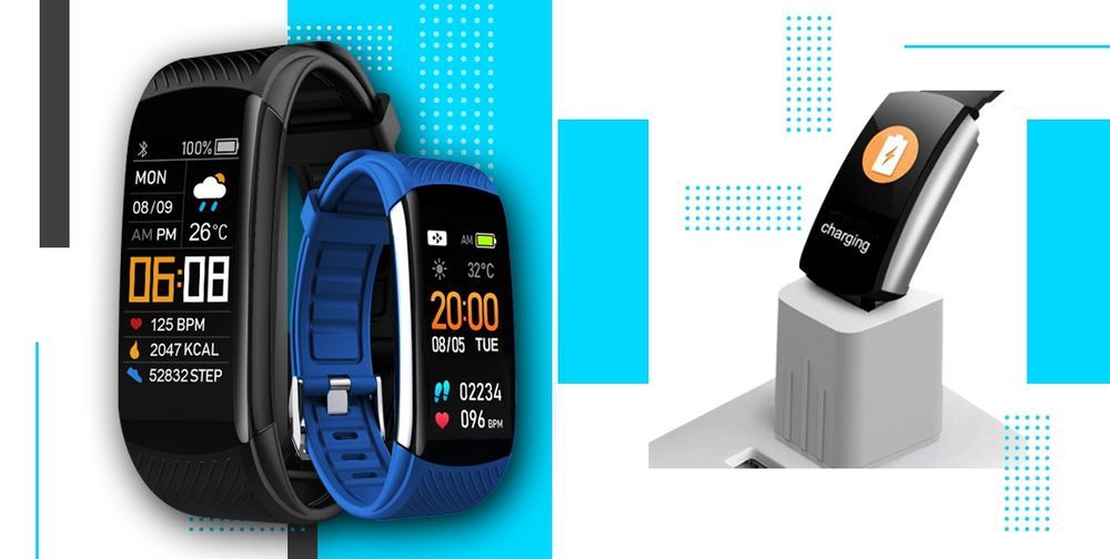 Smartwatch GIEWONT Czarno Niebieski 2 Paski GW200-7