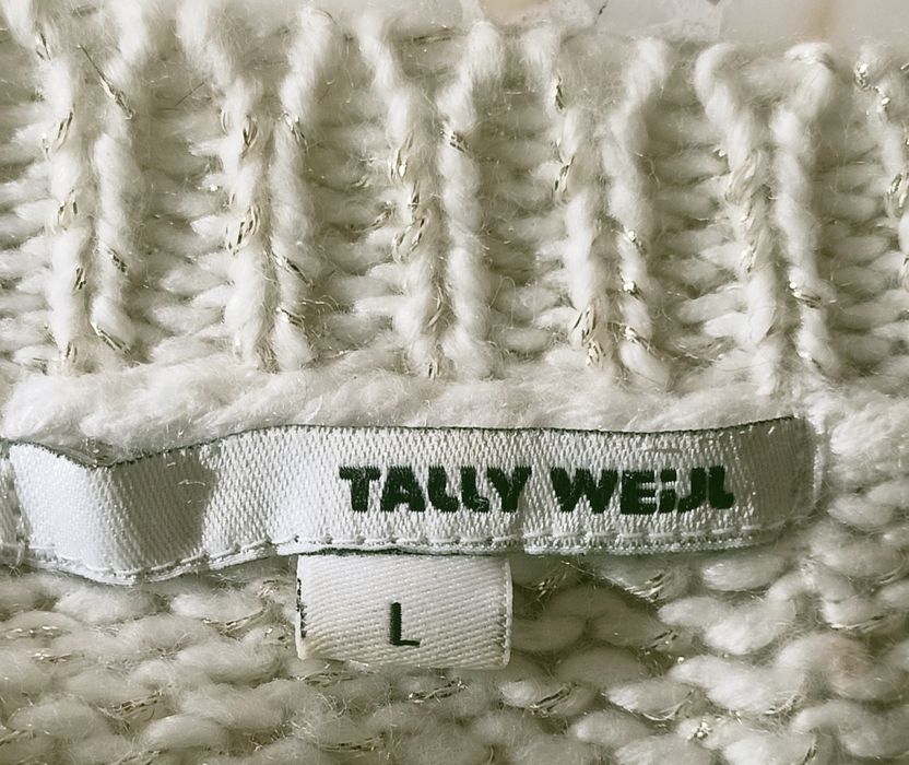 Biały Sweter Tally Weijl złota nitka 40 (L)