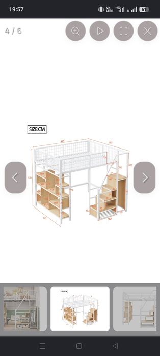Cama mezanino 140x200 multifuncional
