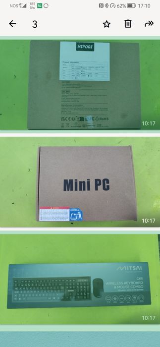 Conjunto mini PC + monitor LG + teclado/rato wireless