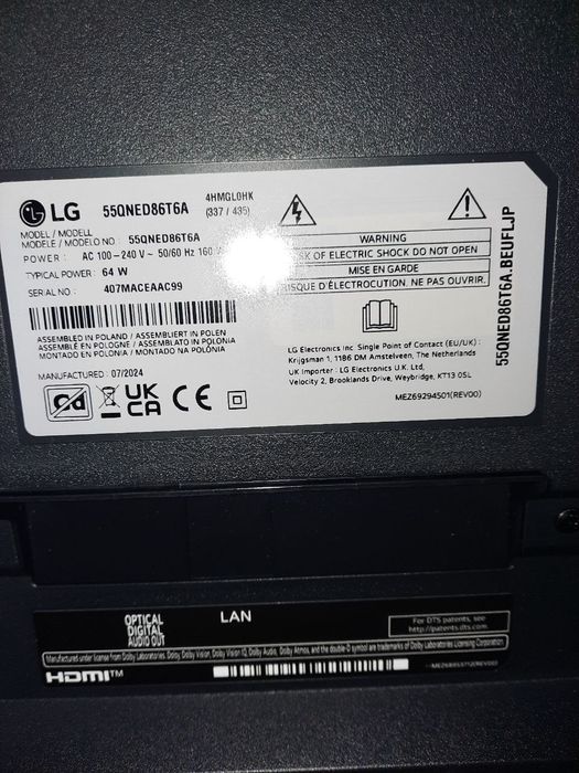 55" 120Гц 2024 4K QNED LG Смарт Український 55QNED86T Німеччини НОВИЙ