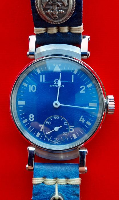 Omega,przepiękna wielka niebieska bestia śred 46,2mm 17 jewels