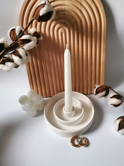 Świecznik Okrągły z gipsu polimerowego