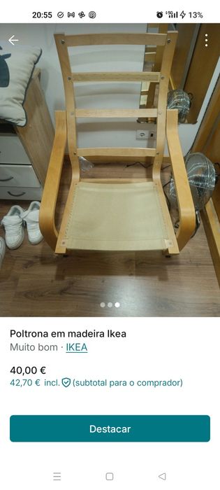Poltrona em madeira Ikea