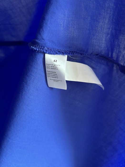 Niebieska chabrowa sukienka midi Wólczanka 42