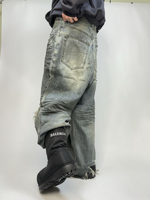 Custom baggy faded distressed джинси голубі сині кастом рвані штани L